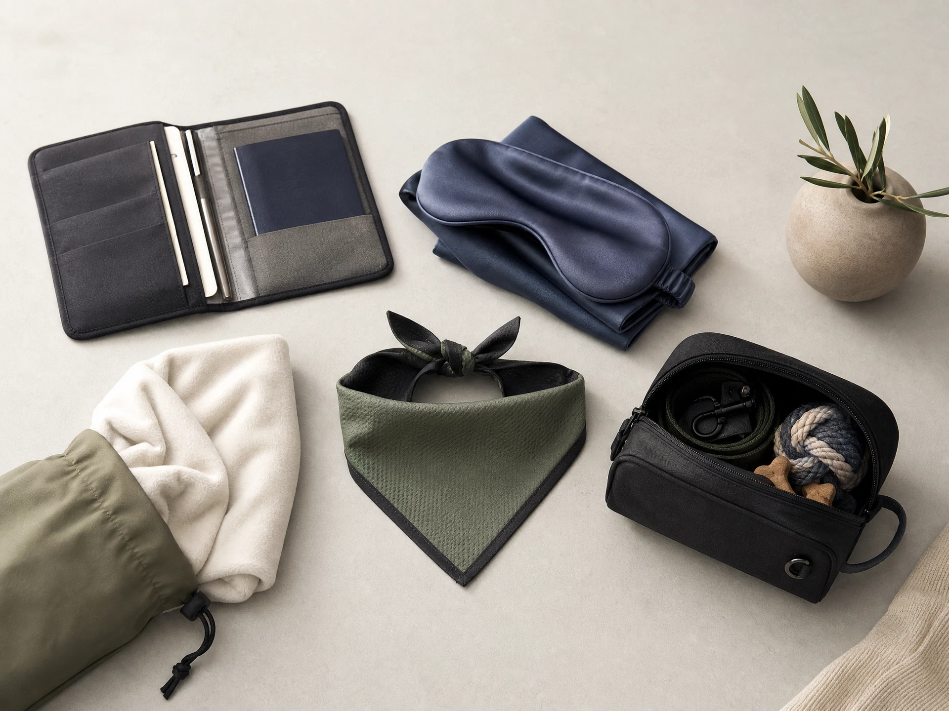 Unbranded travel organizers, eye masks and pet accessories for sourcing